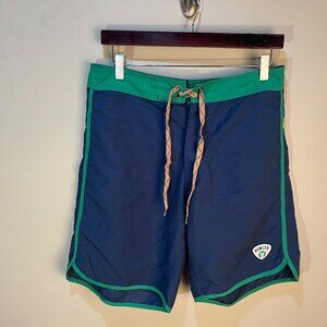 Howler Brothers Men's blue w/ green Swim Trunks shorts 32 8" inseam EUC